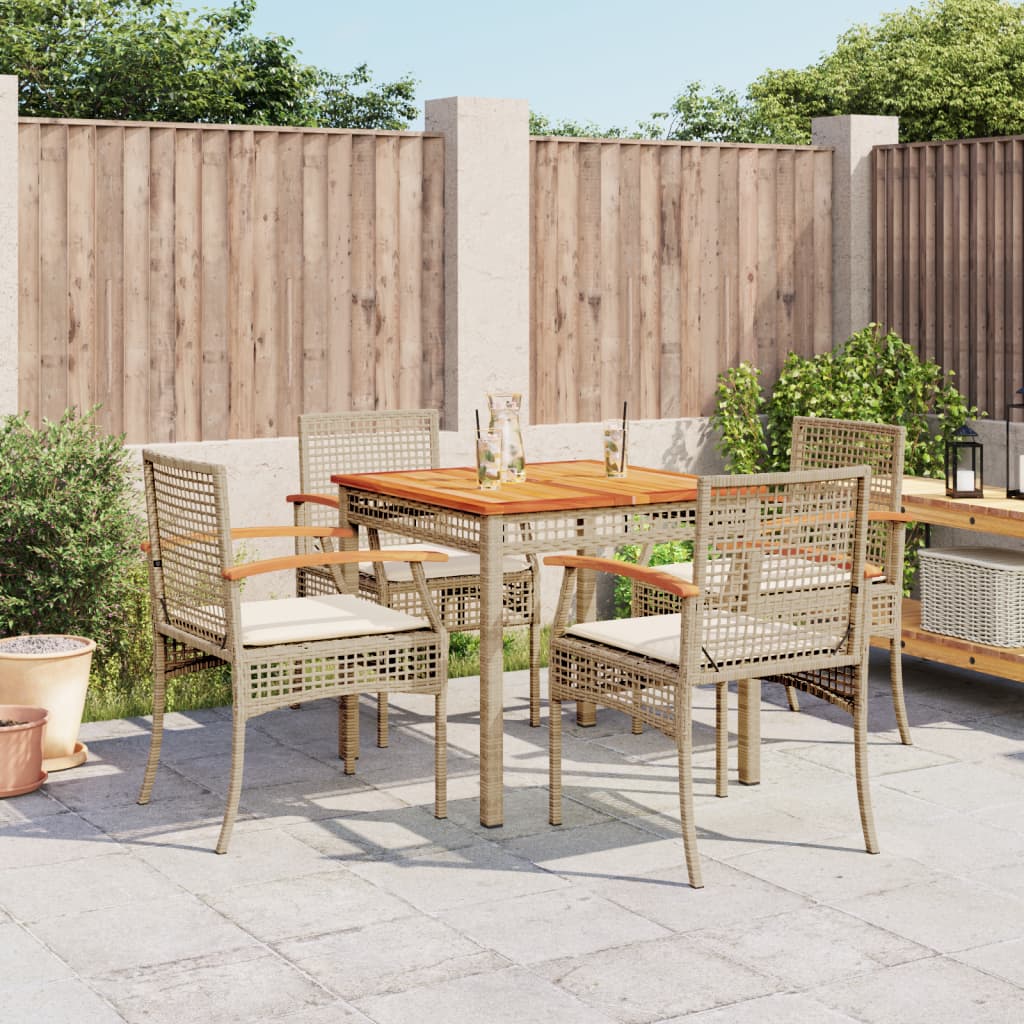 Matgrupp För Trädgården Med Dynor 7 Delar Beige Konstrotting