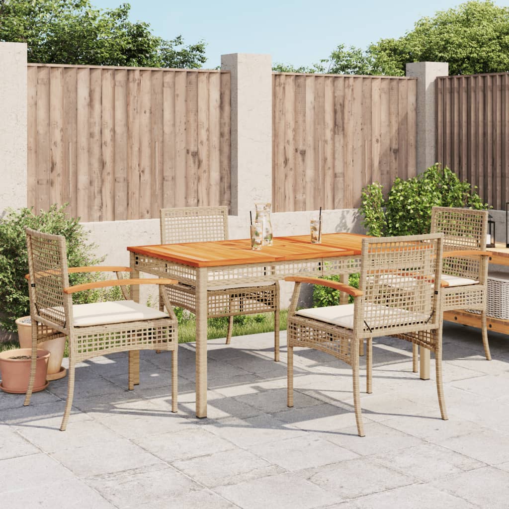 Matgrupp För Trädgården Med Dynor 7 Delar Beige Konstrotting