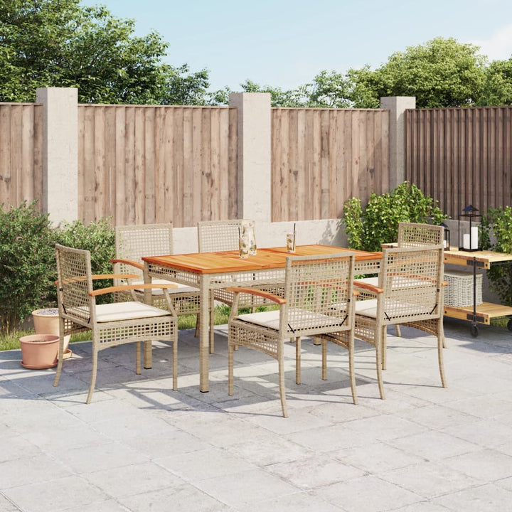 Matgrupp För Trädgården Med Dynor 7 Delar Beige Konstrotting