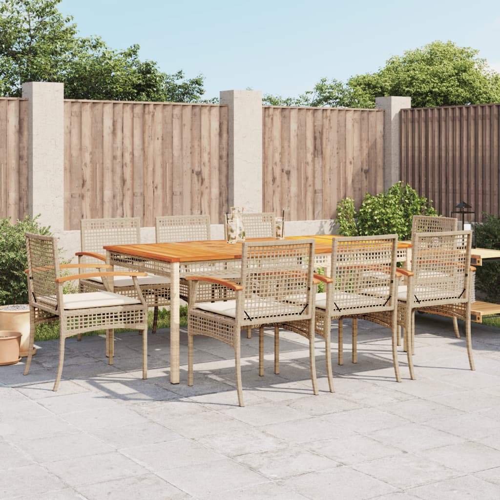 Matgrupp För Trädgården Med Dynor 7 Delar Beige Konstrotting