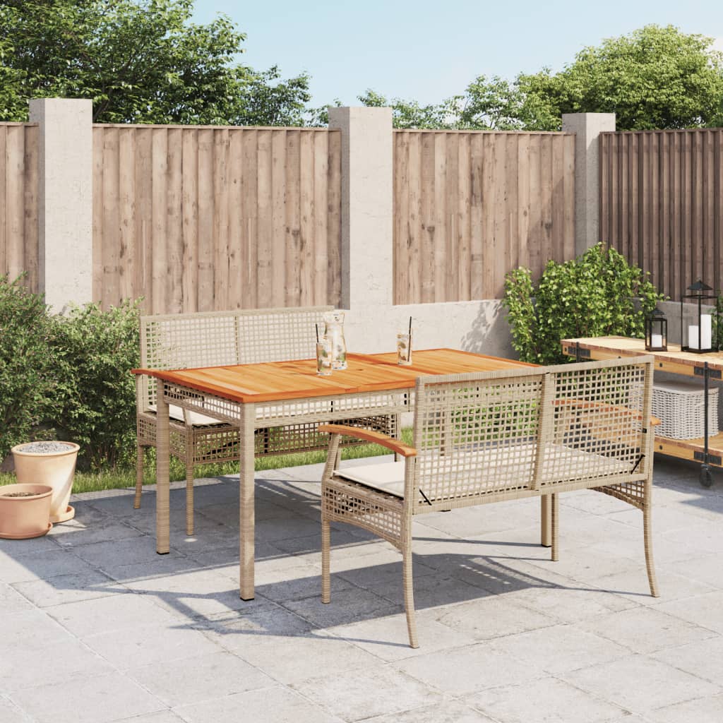 Matgrupp För Trädgården Med Dynor 7 Delar Beige Konstrotting