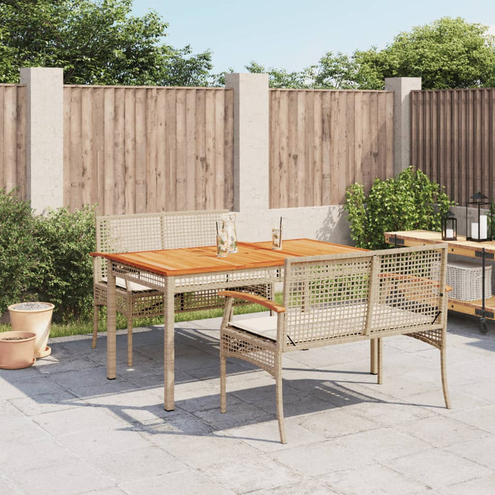 Matgrupp För Trädgården Med Dynor 7 Delar Beige Konstrotting