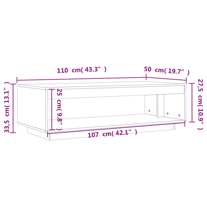 Soffbord 110X50X33,5 Cm Massiv Furu