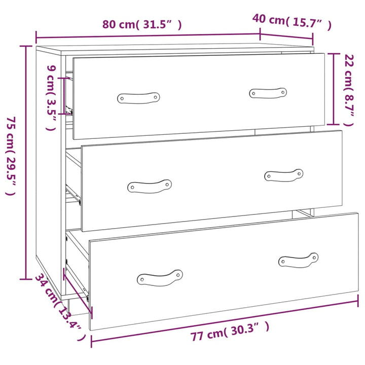 Skänk 80X40X75 Cm Massiv Furu