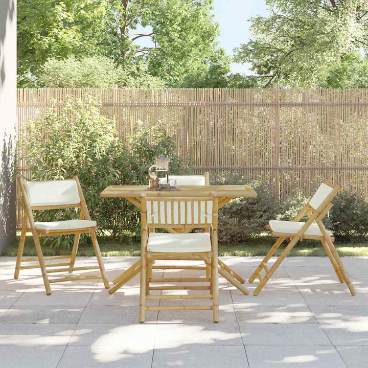 Caféset För Trädgården Med A Dynor 5 Delar Bambu