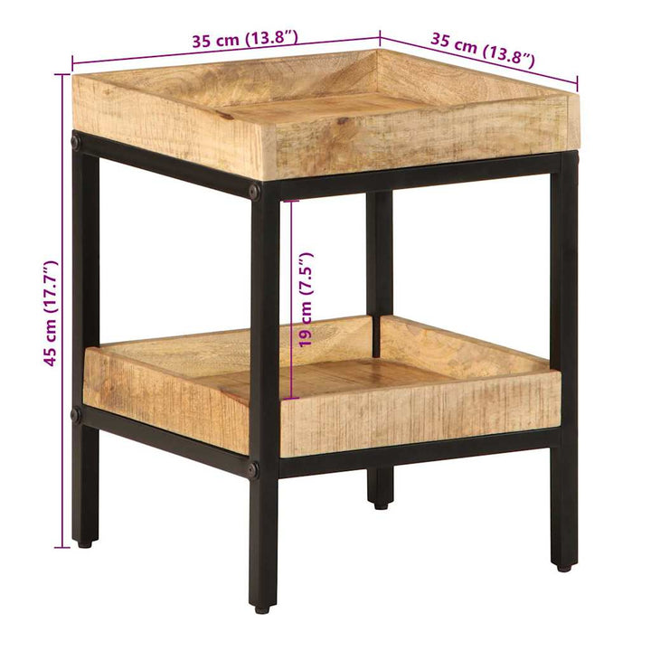 Sidobord Brun 35 X 35 X 45 Cm Massivt Mangoträ