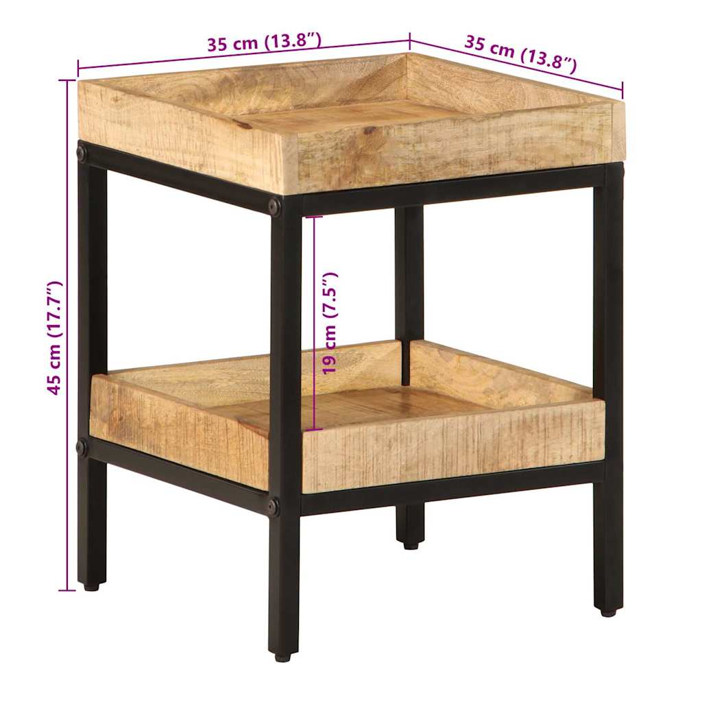 Sidobord Brun 35 X 35 X 45 Cm Massivt Mangoträ