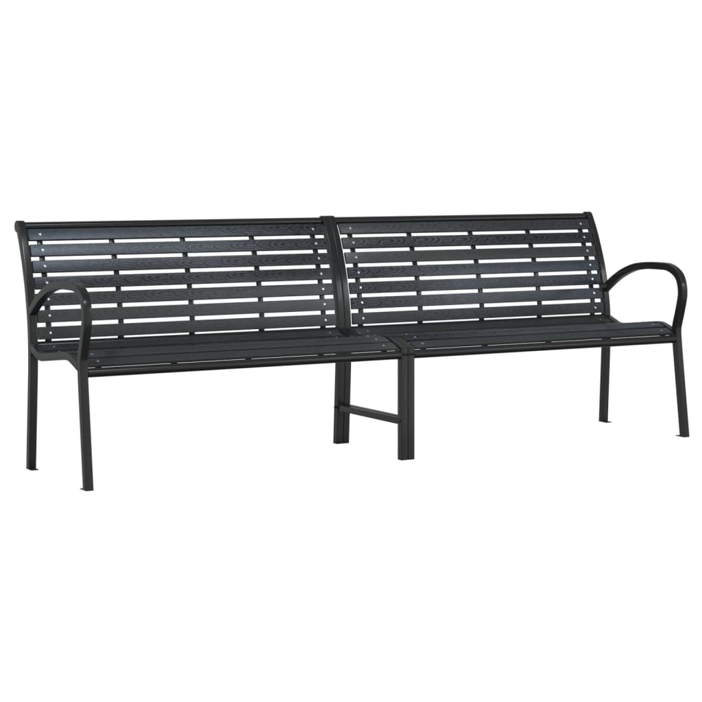 Trädgårdsbänk Dubbel Svart 231 Cm Stål Och Wpc