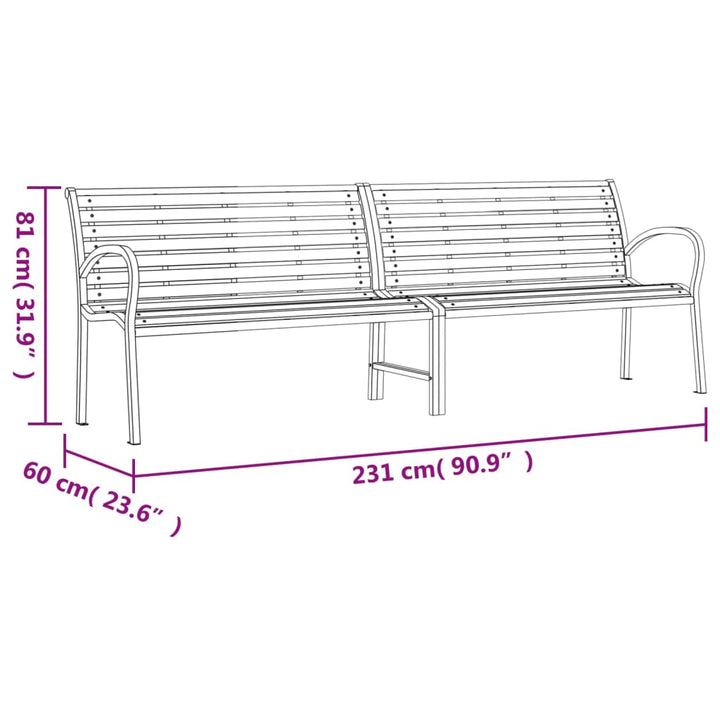 Trädgårdsbänk Dubbel Svart 231 Cm Stål Och Wpc