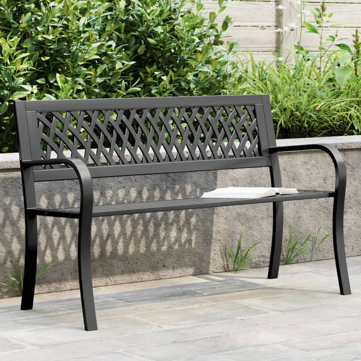 Trädgårdsbänk Svart 120 Cm Stål