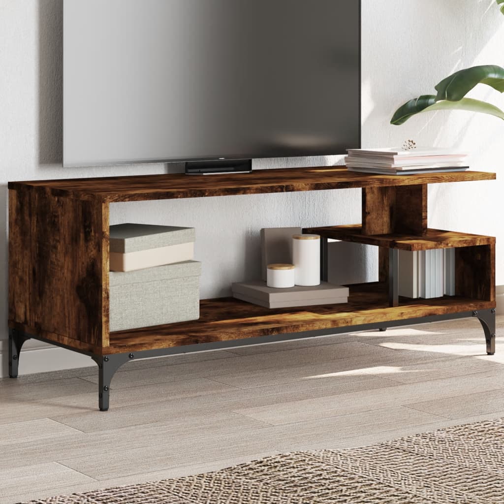Tv-Bänk 102X40X41 Cm Trä Pulverlackerat Stål