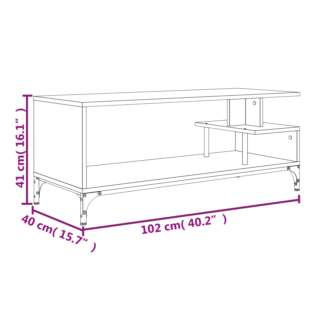 Tv-Bänk 102X40X41 Cm Trä Pulverlackerat Stål