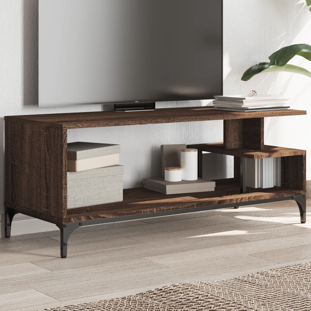 Tv-Bänk 102X40X41 Cm Trä Pulverlackerat Stål