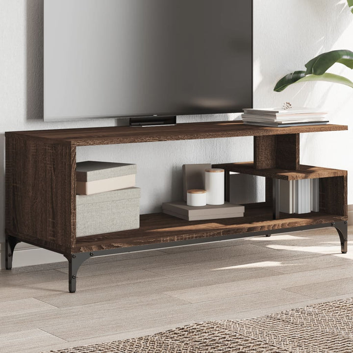 Tv-Bänk 102X40X41 Cm Trä Pulverlackerat Stål