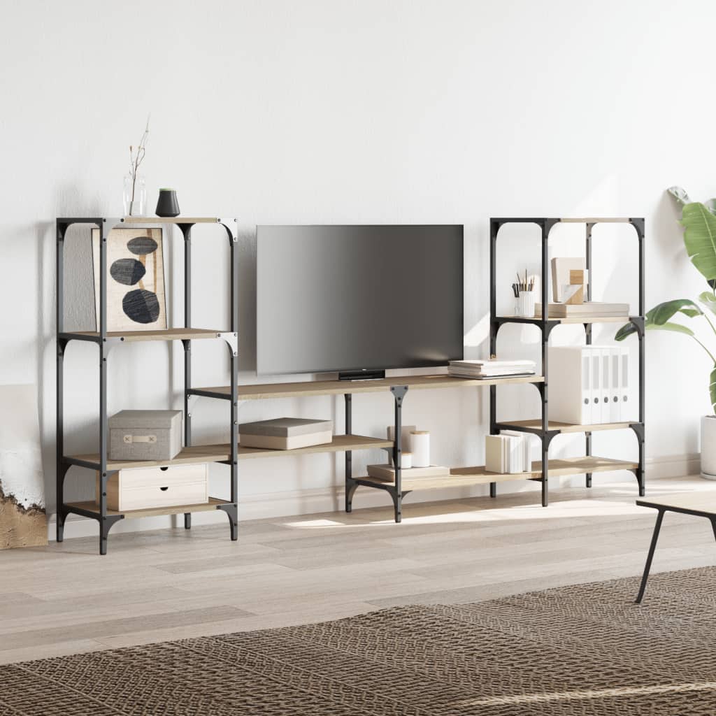 Tv-Bänk Rökfärgad Ek 206,5X28,5X95 Cm Konstruerat Trä