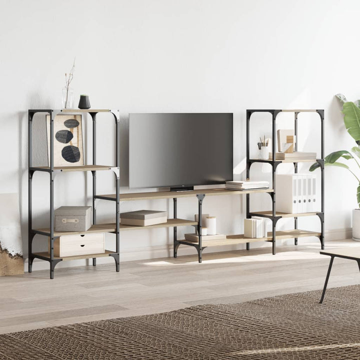 Tv-Bänk Rökfärgad Ek 206,5X28,5X95 Cm Konstruerat Trä