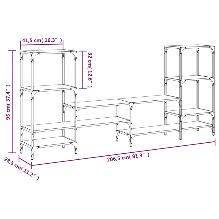 Tv-Bänk Rökfärgad Ek 206,5X28,5X95 Cm Konstruerat Trä
