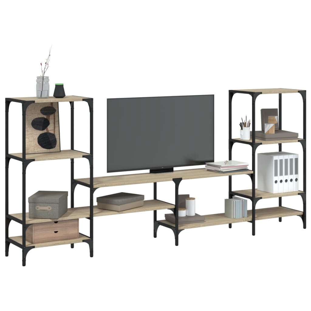 Tv-Bänk Rökfärgad Ek 206,5X28,5X95 Cm Konstruerat Trä