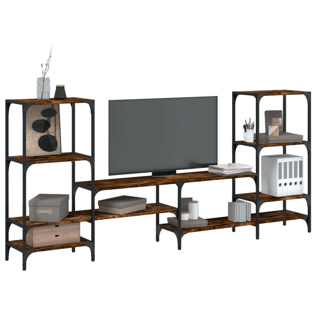 Tv-Bänk Rökfärgad Ek 206,5X28,5X95 Cm Konstruerat Trä
