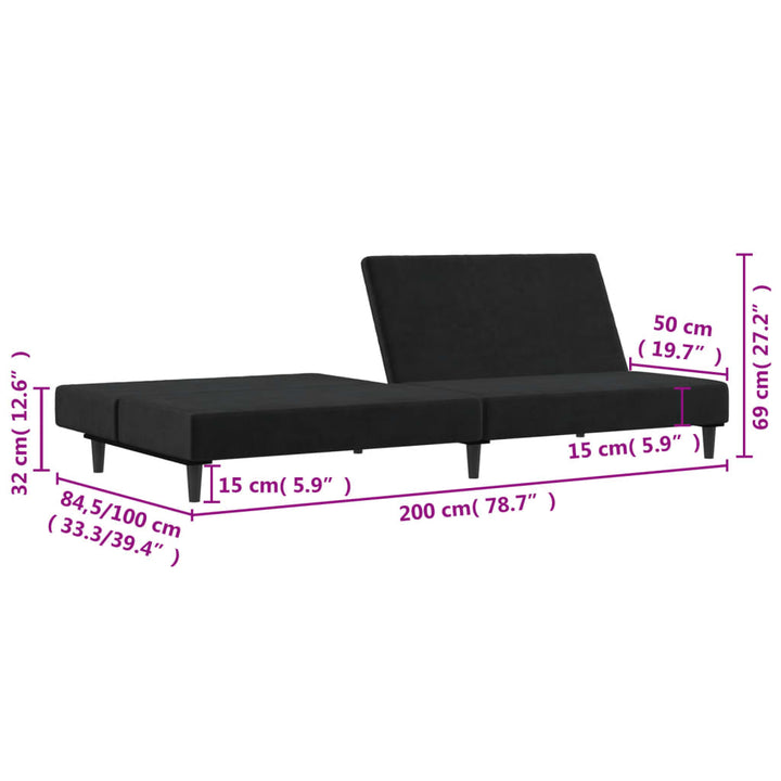 Bäddsoffa 2-Sits Sammet