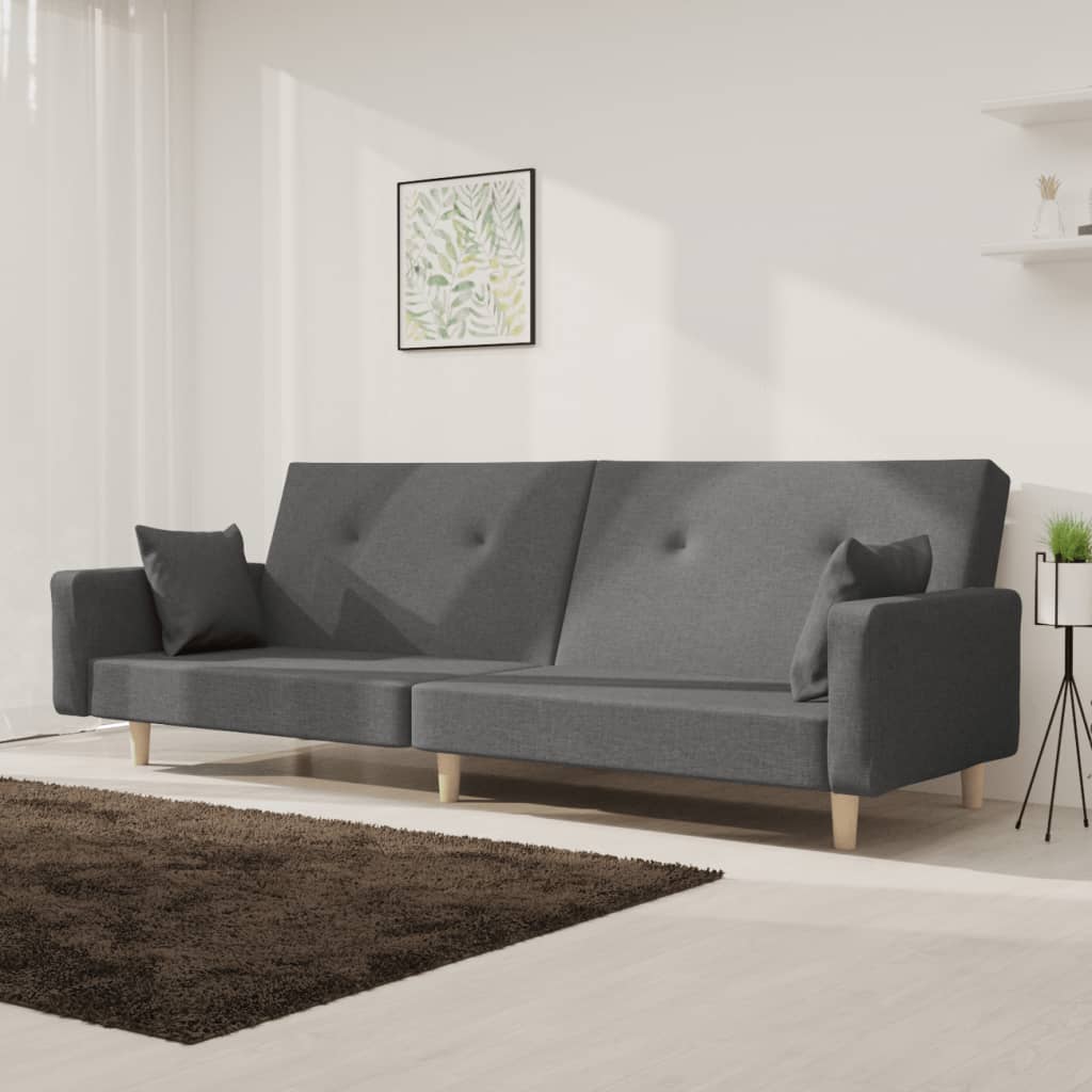Bäddsoffa 2-Sits Med Två Kuddar Gräddvit Tyg