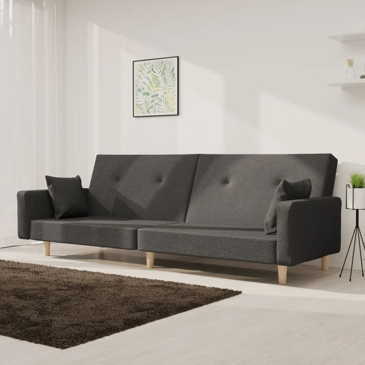 Bäddsoffa 2-Sits Med Två Kuddar Gräddvit Tyg