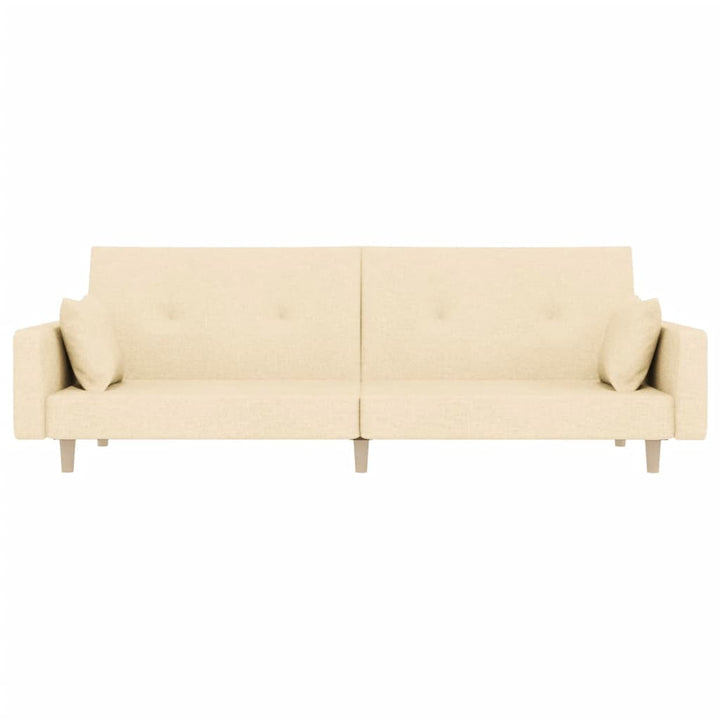 Bäddsoffa 2-Sits Med Två Kuddar Gräddvit Tyg