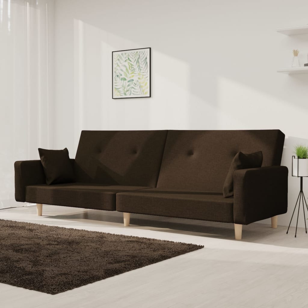 Bäddsoffa 2-Sits Med Två Kuddar Gräddvit Tyg