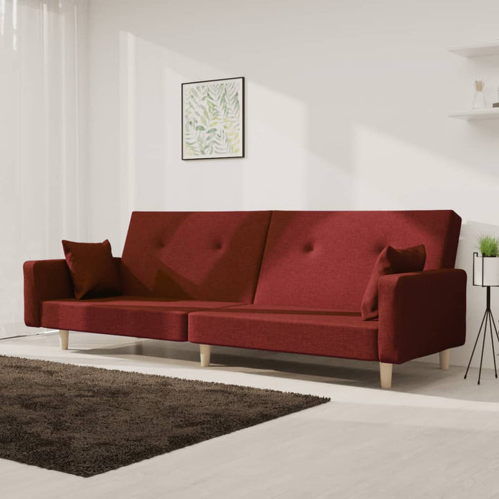 Bäddsoffa 2-Sits Med Två Kuddar Gräddvit Tyg