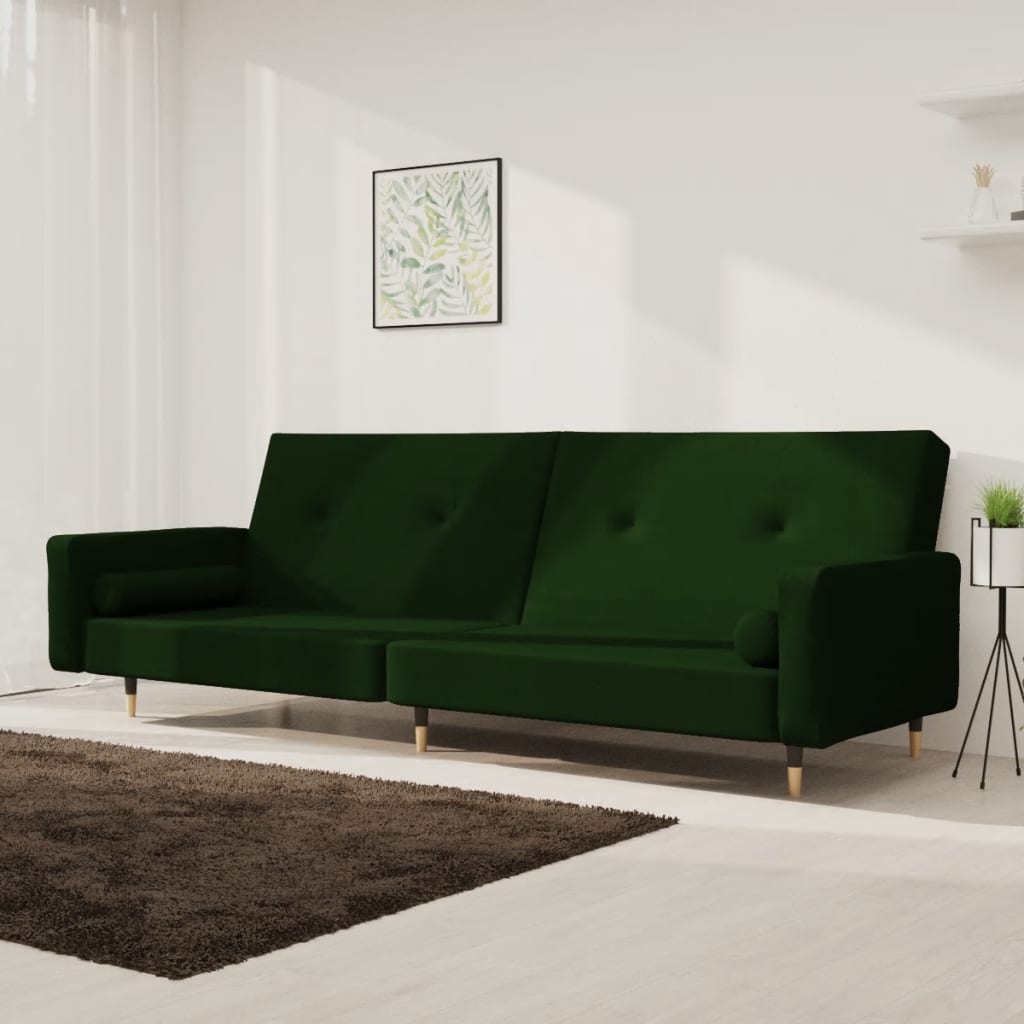 Bäddsoffa 2-Sits Med Två Kuddar Sammet