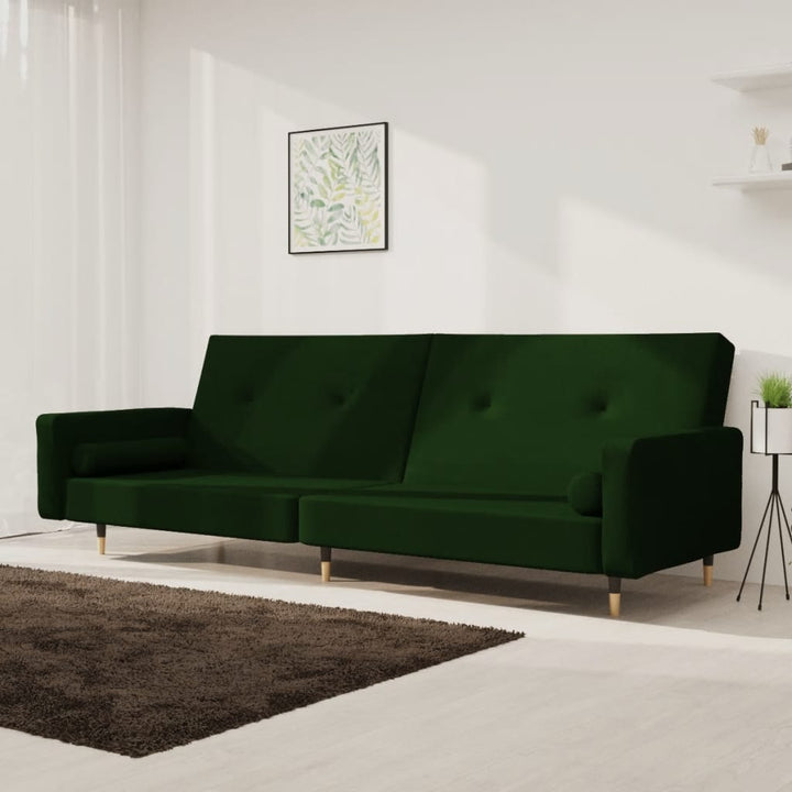 Bäddsoffa 2-Sits Med Två Kuddar Sammet