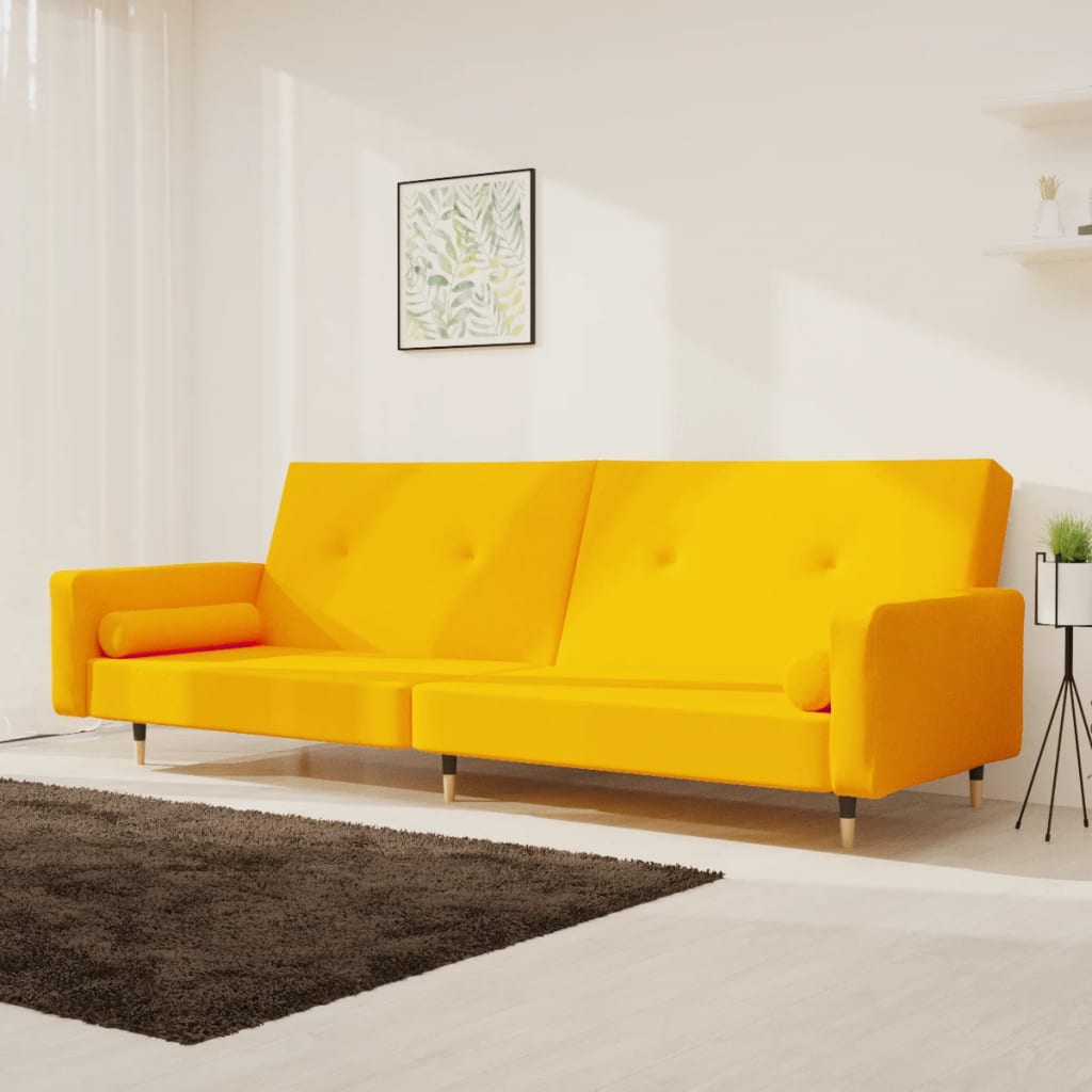 Bäddsoffa 2-Sits Med Två Kuddar Sammet