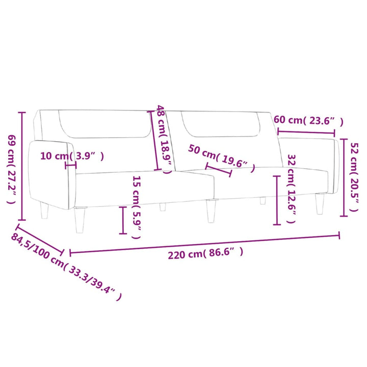 Bäddsoffa 2-Sits Tyg