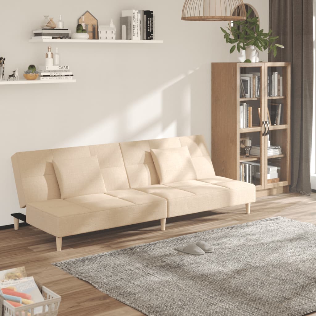 Bäddsoffa 2-Sits Med Två Kuddar Tyg