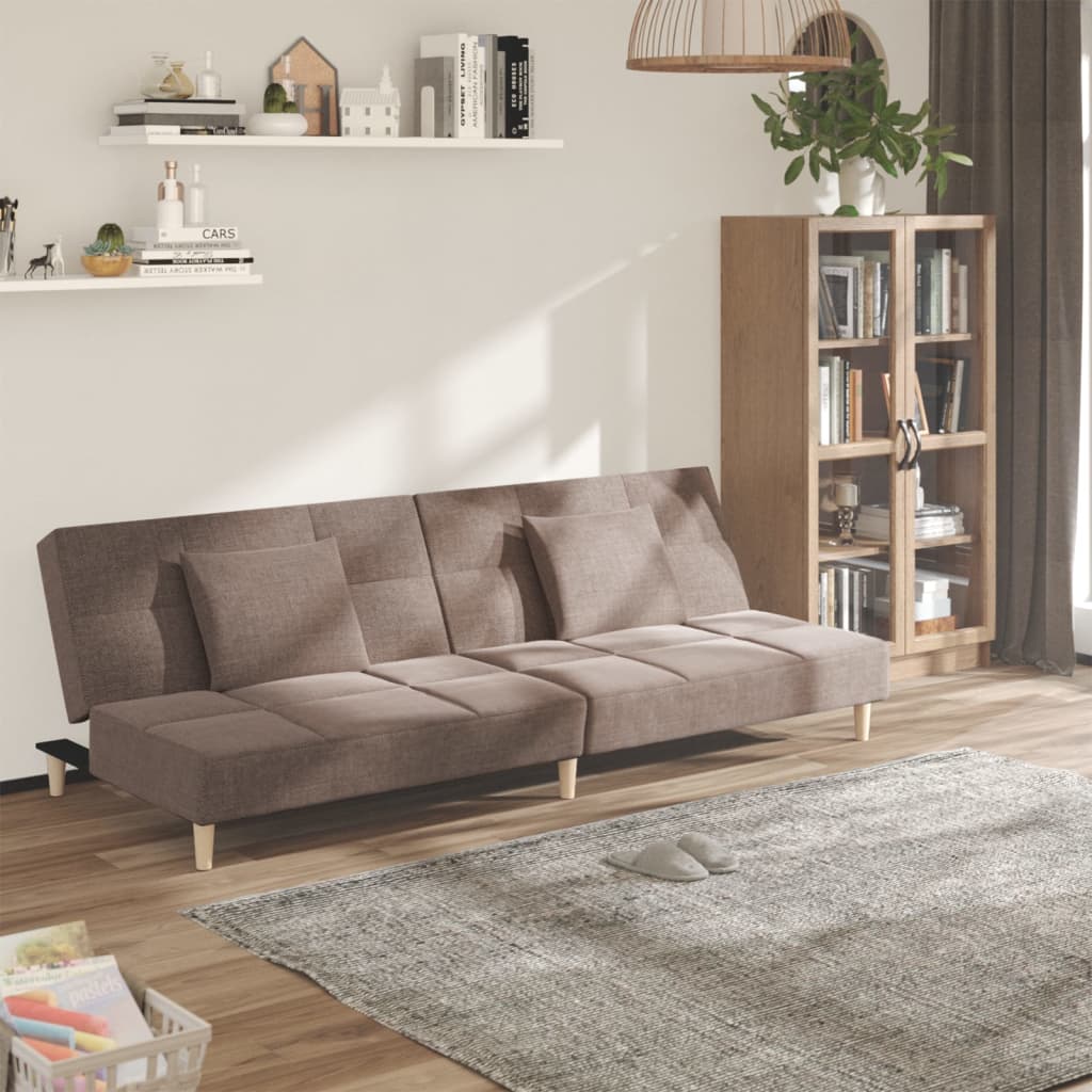Bäddsoffa 2-Sits Med Två Kuddar Tyg