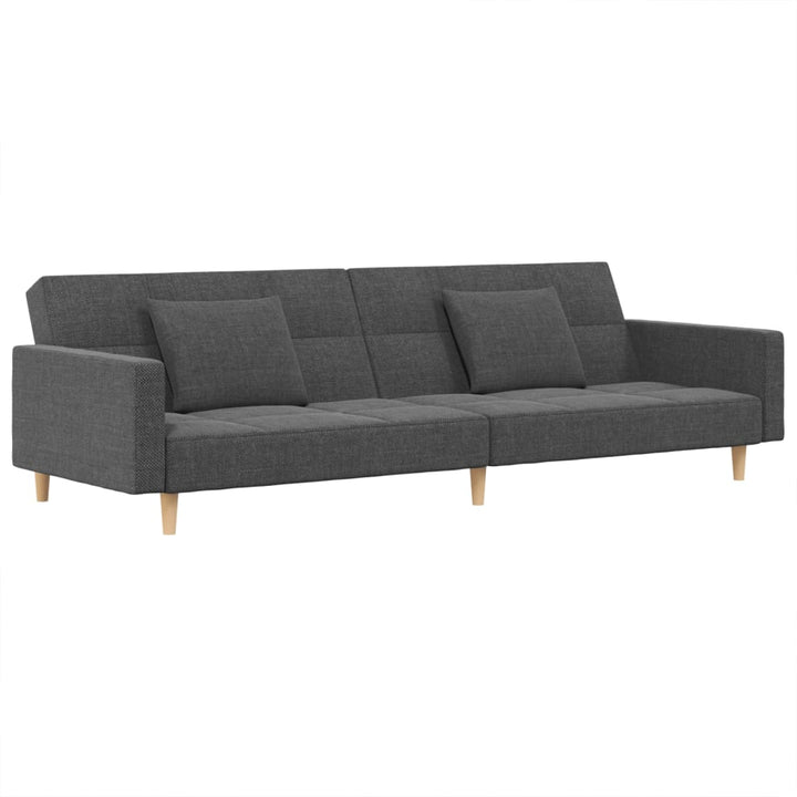 Bäddsoffa 2-Sits Med Två Kuddar Ljusgrå Tyg