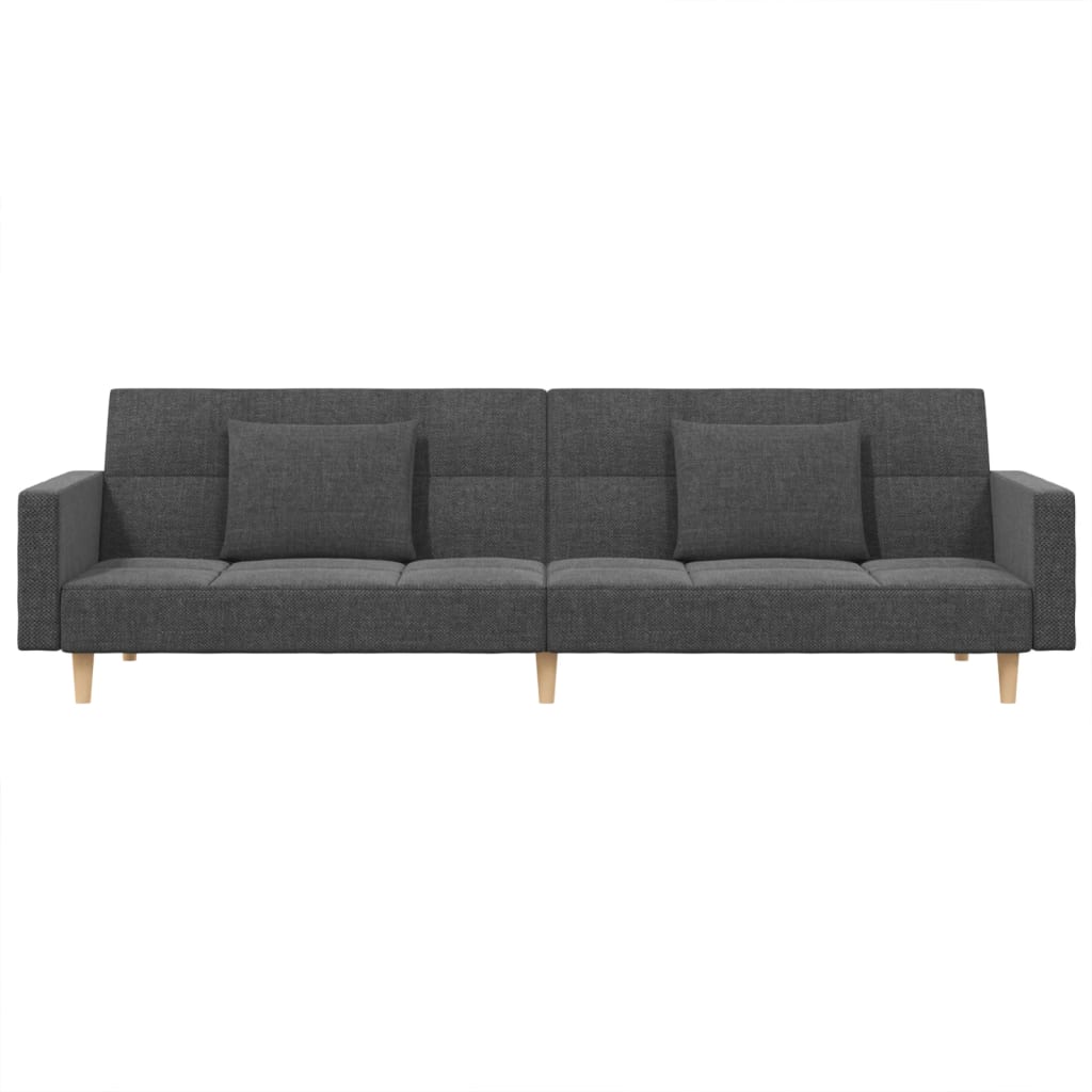 Bäddsoffa 2-Sits Med Två Kuddar Ljusgrå Tyg