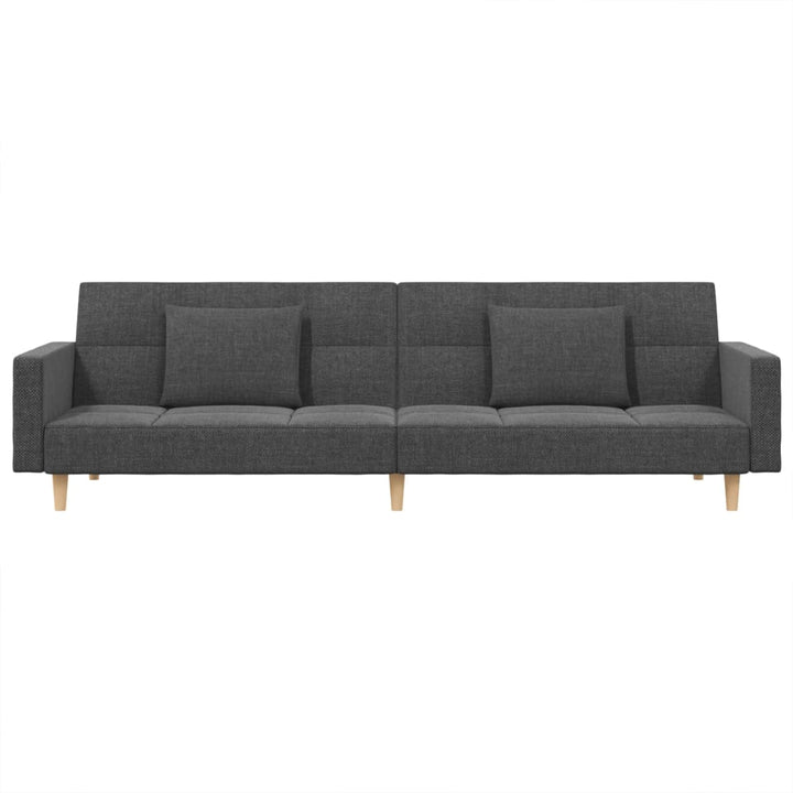 Bäddsoffa 2-Sits Med Två Kuddar Ljusgrå Tyg
