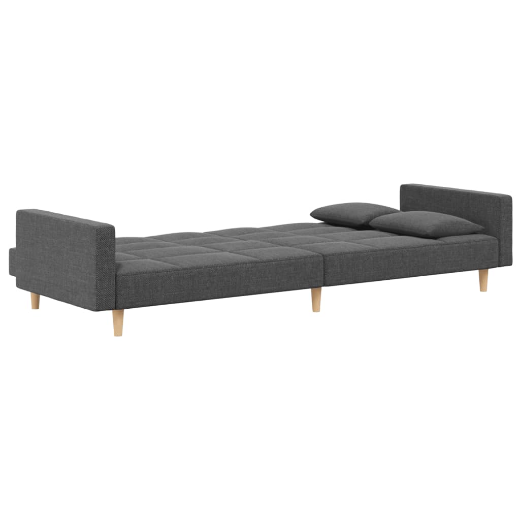 Bäddsoffa 2-Sits Med Två Kuddar Ljusgrå Tyg