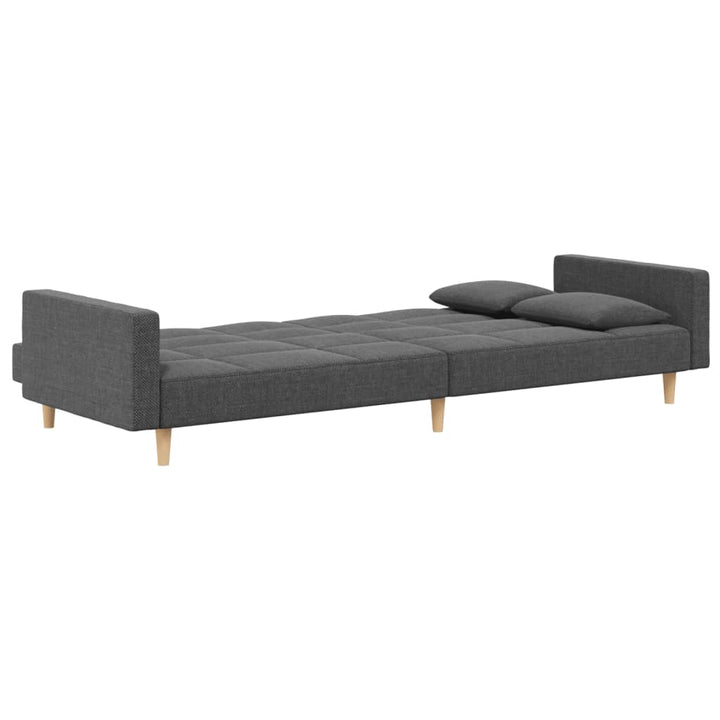 Bäddsoffa 2-Sits Med Två Kuddar Ljusgrå Tyg