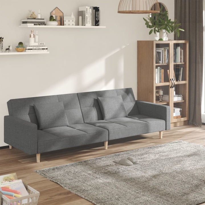Bäddsoffa 2-Sits Med Två Kuddar Ljusgrå Tyg