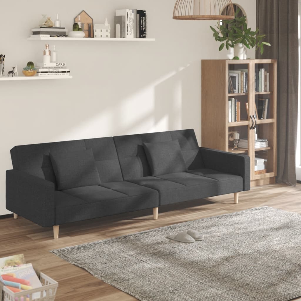 Bäddsoffa 2-Sits Med Två Kuddar Tyg