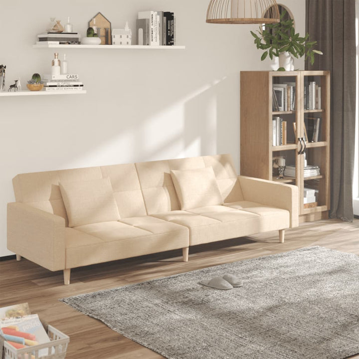 Bäddsoffa 2-Sits Med Två Kuddar Tyg
