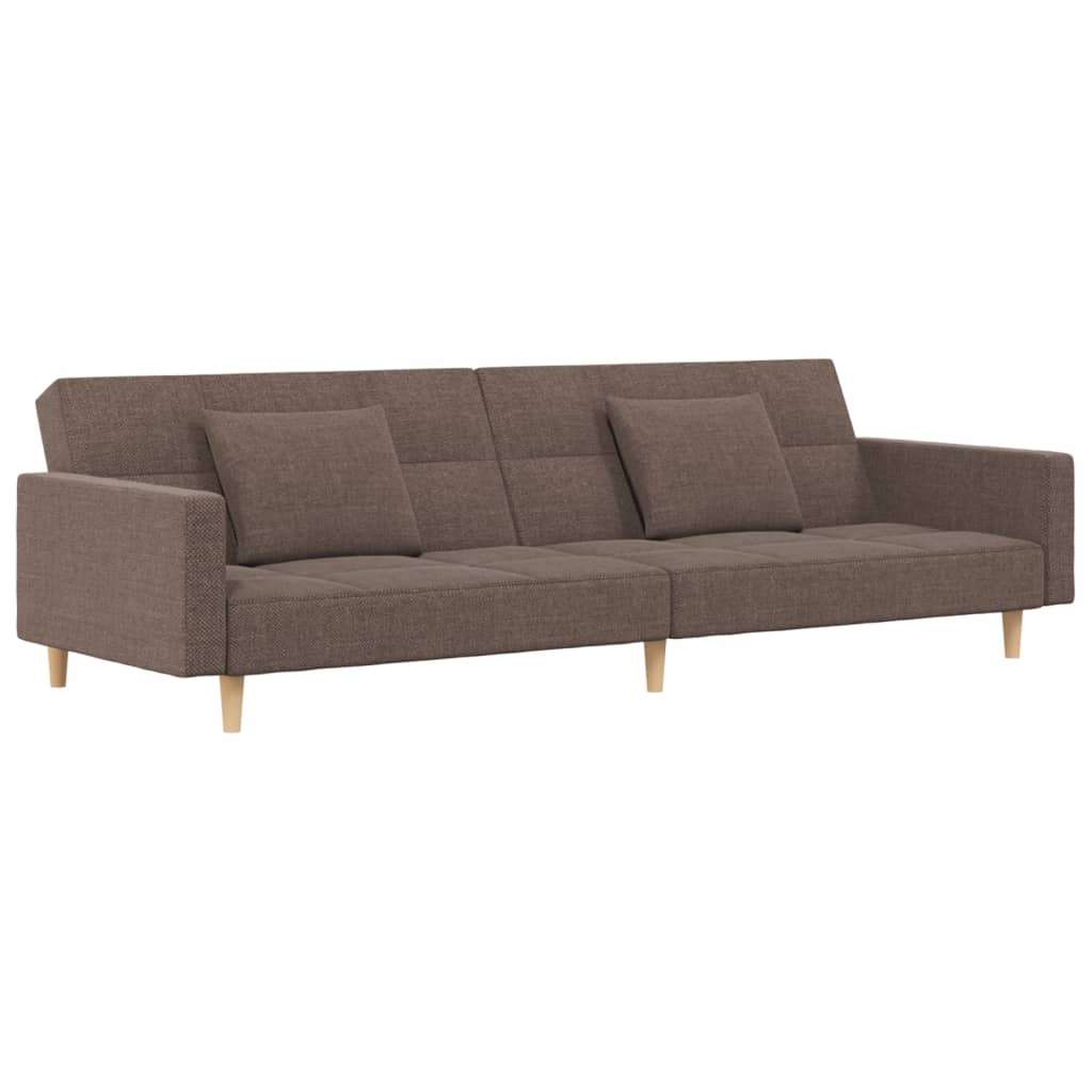 Bäddsoffa 2-Sits Med Två Kuddar Taupe Tyg
