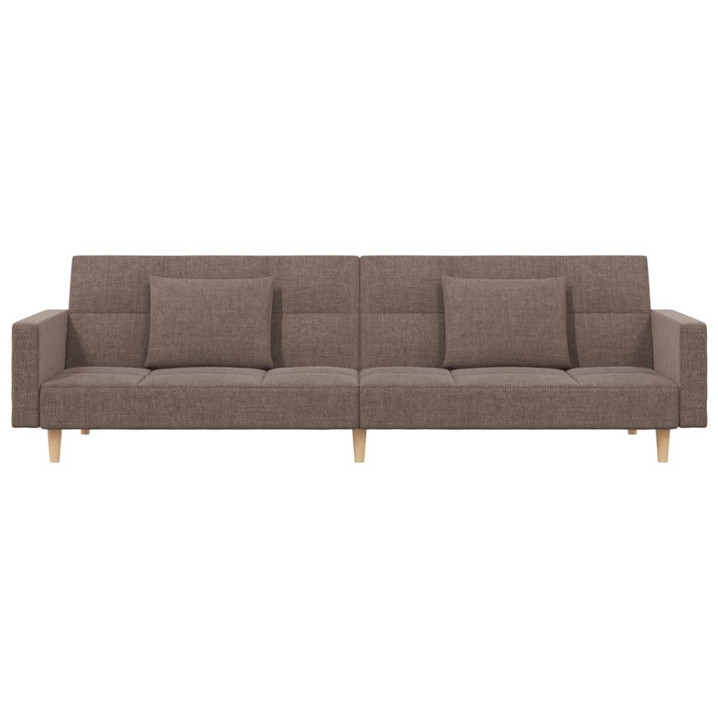 Bäddsoffa 2-Sits Med Två Kuddar Taupe Tyg