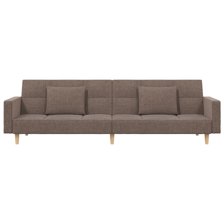 Bäddsoffa 2-Sits Med Två Kuddar Taupe Tyg