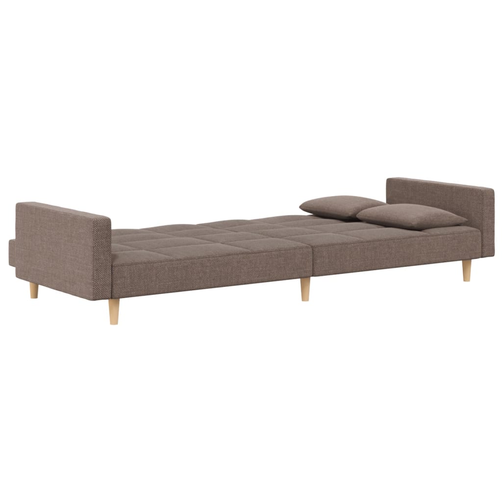 Bäddsoffa 2-Sits Med Två Kuddar Taupe Tyg
