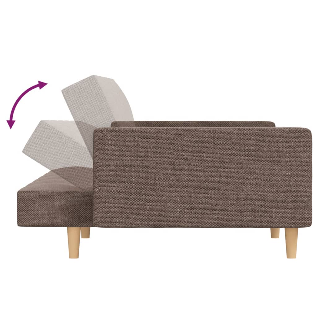 Bäddsoffa 2-Sits Med Två Kuddar Taupe Tyg