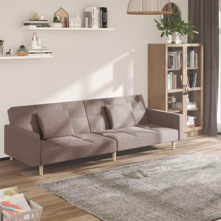 Bäddsoffa 2-Sits Med Två Kuddar Taupe Tyg