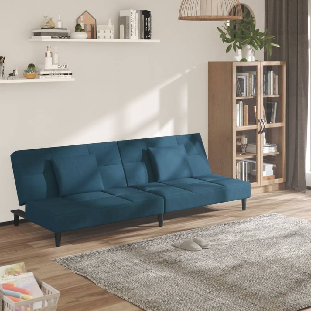 Bäddsoffa 2-Sits Med Två Kuddar Sammet